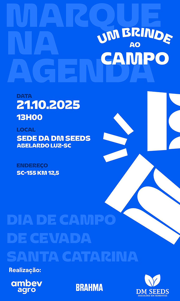 Marque na sua agenda! Dia de Campo de Cevada - 21/10 - Sede da DM Sementes